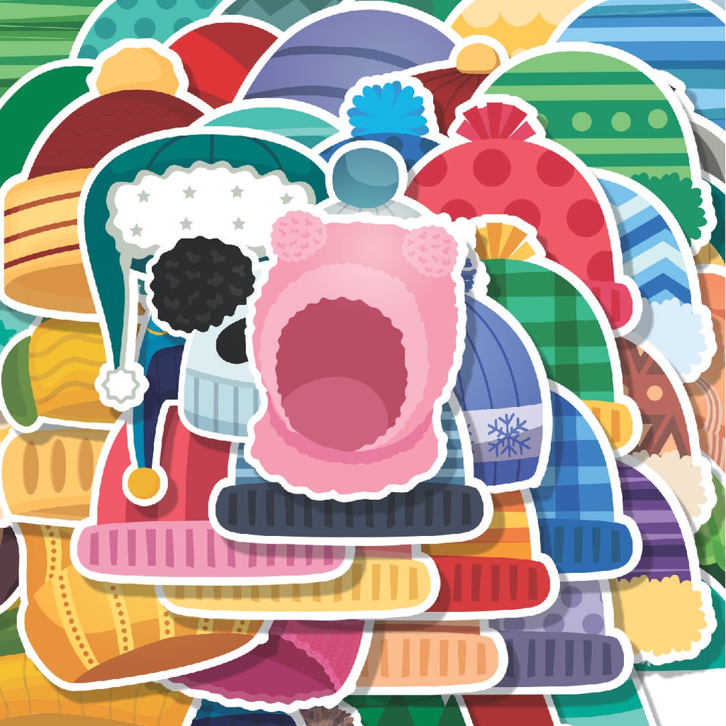 

100PCS Lucu Stiker Topi Musim Dingin Stiker Aesthetic Stiker Anti Air Stikers Berperekat Waterproof sticker decal buat Motor Helm Buku Journal Koper Casing HP Laptop Botol Minum Hadiah anak