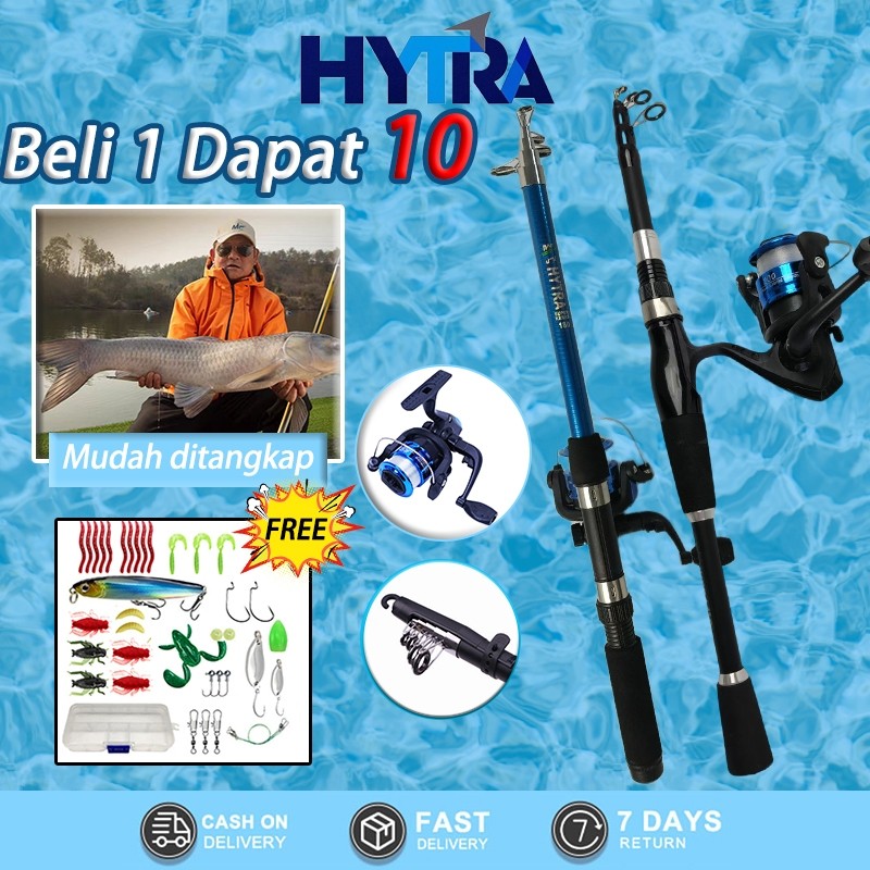 HYTRA Pancing Murah Lengkap Joran Pancing Set Joran Antena Telescopic Reel Spinning Joran Spinning