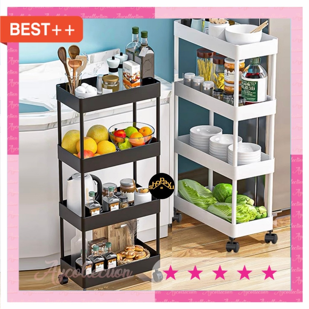 Perabot rumah tangga unik antik murah / Rak dapur serbaguna putih rak bumbu tempat sayuran buah rak 