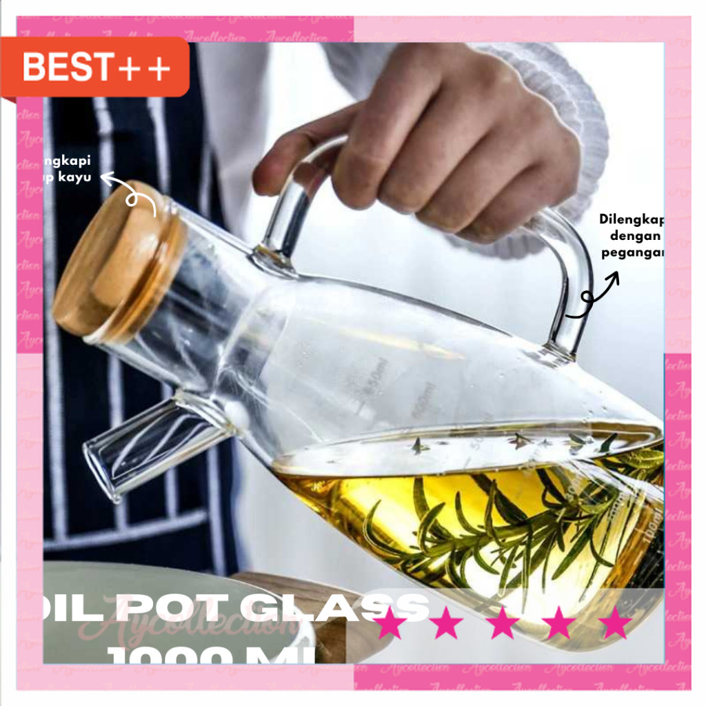 Perabot rumah tangga unik antik murah / [Bubble+Dus] 1000ml Alby Mart Botol Teko Kaca Minyak Tempat 