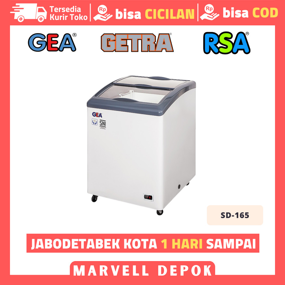 FREEZER SLIDING KACA CEMBUNG GEA SD-165 CHEST FREEZER BOX SLIDING GARANSI RESMI