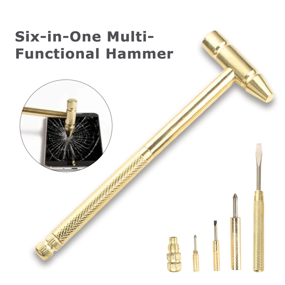 Portable PALU EMAS ( WARNA ) MULTIFUNGSI 6 IN 1 PALU SILVER ( WARNA ) PALU MULTIFUNGSI OBENG MULTIFU