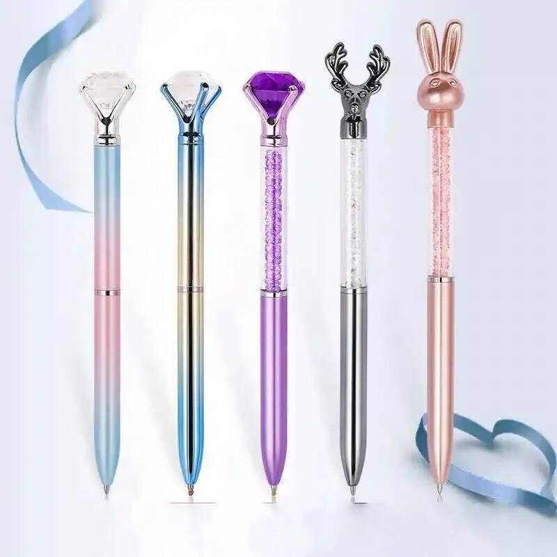 

1 Piece Stationery Ballpoint Pen School Office Supplies Cute Kawaii Creative Sweet Lovely Pretty Diamond Rabbit Deer Funny Pens