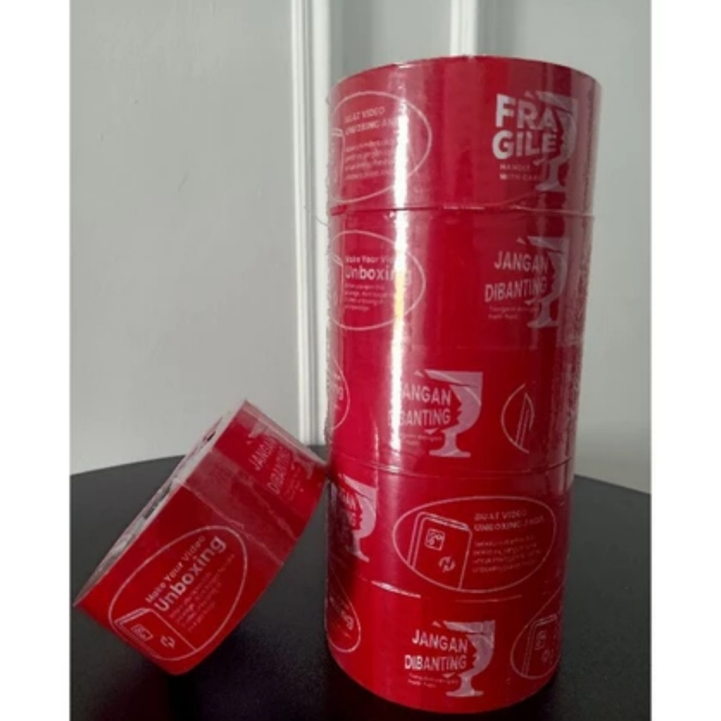

1 DUS LAKBAN FRAGILE UNBOXING UKURAN 45 MM 100 YARD KECIL ISI 72 ROLL