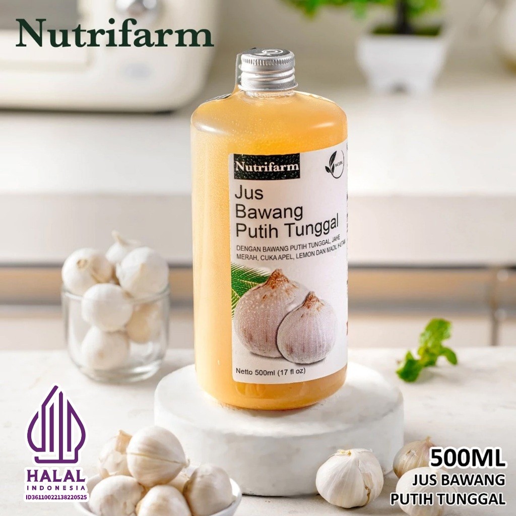 

Nutrifarm Jus Bawang Putih Tunggal 500ml Cuka Apel Sari Lemon Madu Hutan