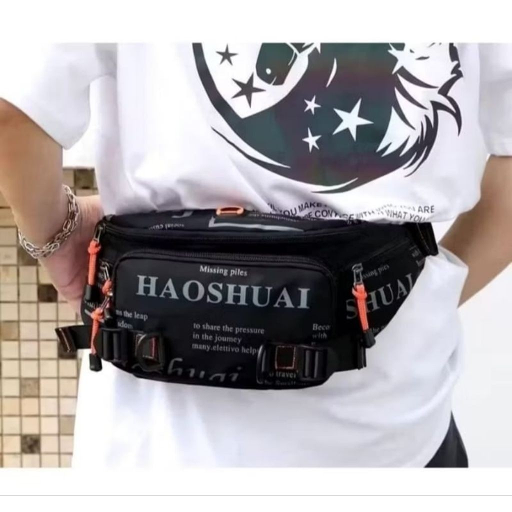 HAOSHUAI Tas Selempang Pria Waterproof Tas Selempang Pria Style Korea