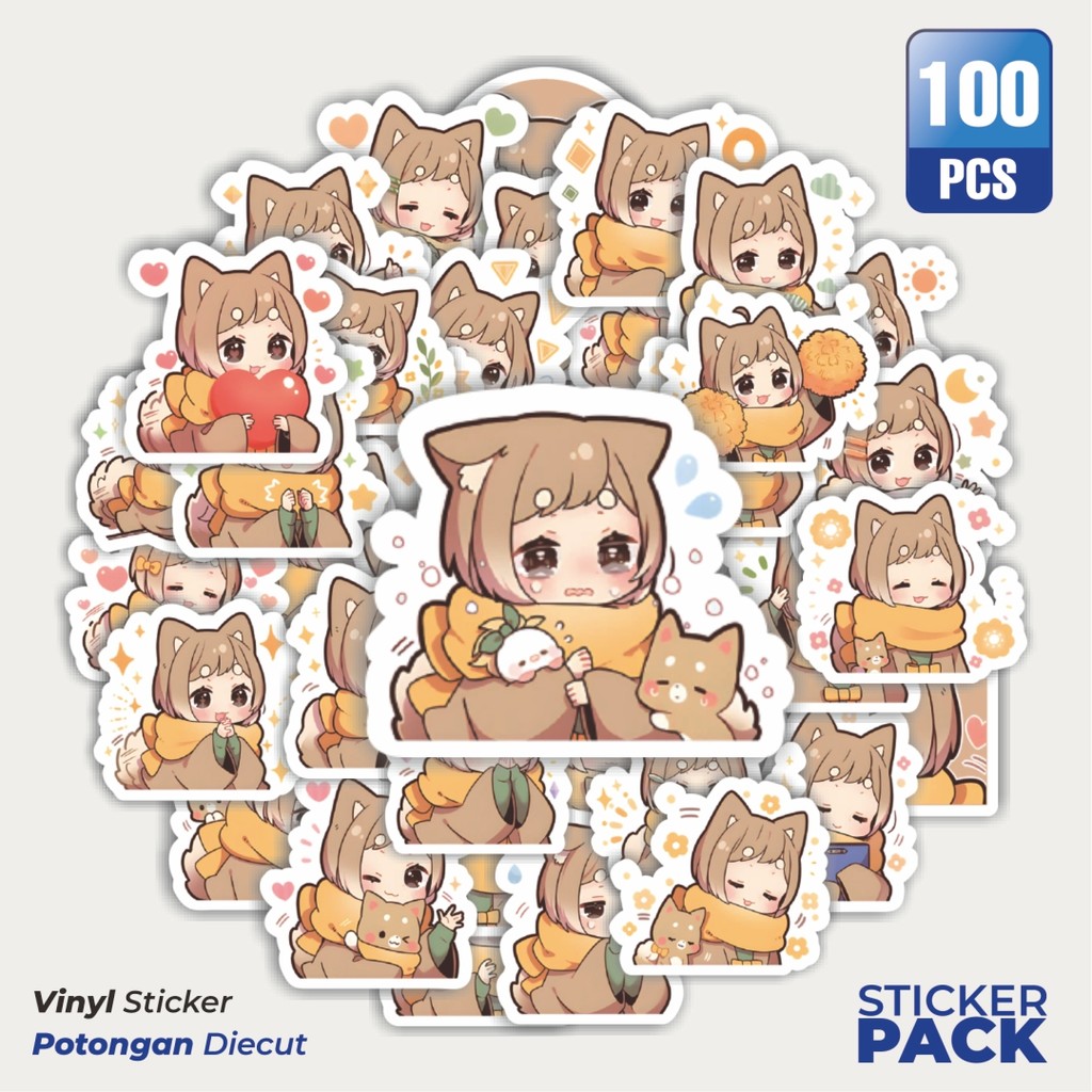 

Stiker Vinyl Stiker Funny Character Anime Shiba Inu Girl Waterproof Aesthetic- Untuk Laptop, Motor, dan Helm - Paper Stationery Pack