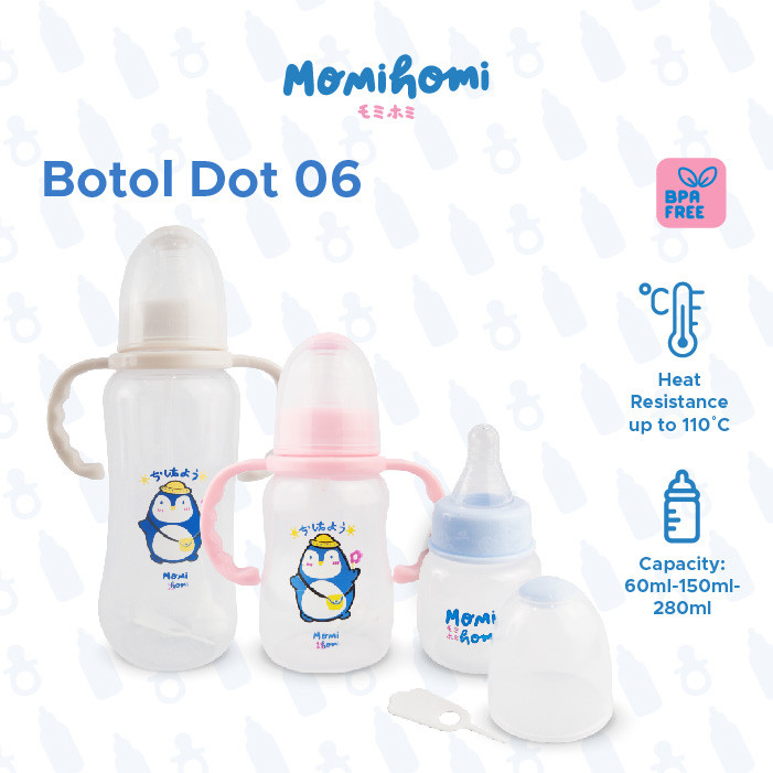 MOMI HOMI CARTOON SERIES BOTOL DOT SUSU BAYI DENGAN GAGANG SEDOTAN TAHAN PANAS