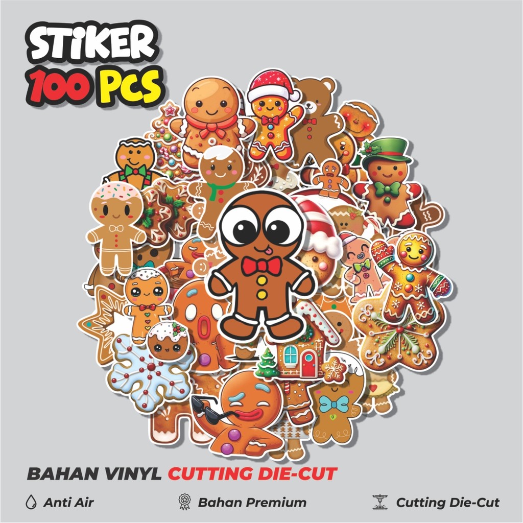 

Terbaru! 50 pcs Stiker Gingger Cookies Dekorasi Lucu Kreatif untuk Notebook, Skateboard, HP