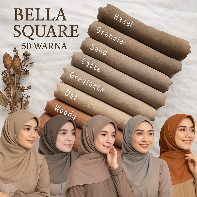 Bella Square Premium 50 Warna Hijab Segiempat Jilbab Bella Square Premium Termurah