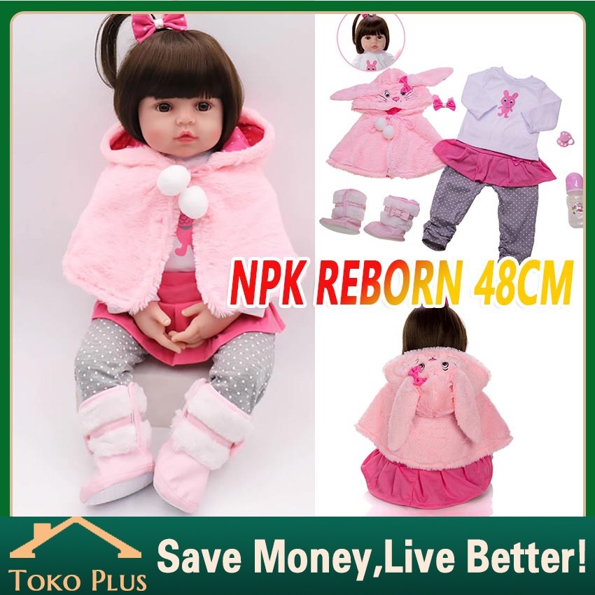 48CM NPK Reborn Mainan Boneka Bayi Perempuan Reborn Tampak Bahan Silikon Untuk Hadiah Anak