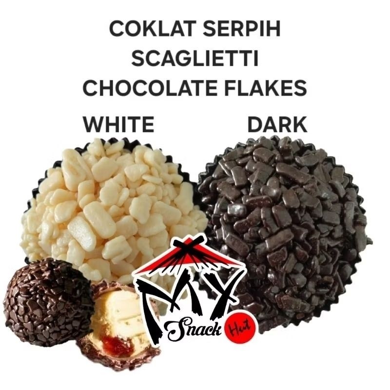 

COKLAT SERPIH 250GR COKELAT TABUR FLAKE GEPENG HITAM PUTIH WHITE DARK CHOCO TOPING CAKE KUE SPRINKLES