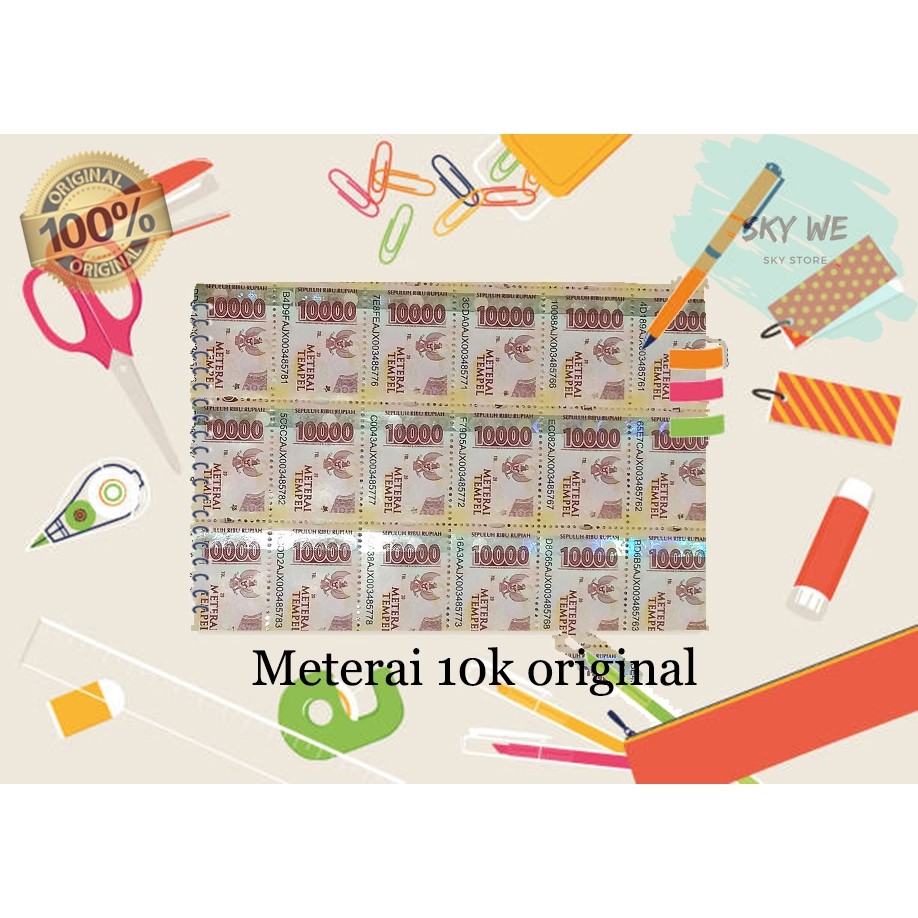 

Materai tempel 10000 per satuan ori (min 4 pcs)