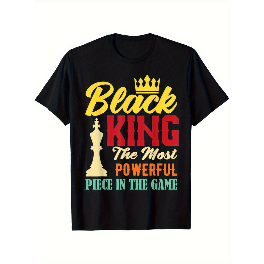 Kaos Pria Motif Bidak Catur Raja Hitam - Katun Combed 100%, Desain Unik