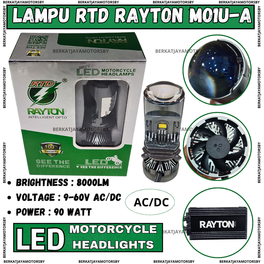 RTD Rayton Lampu Proji / Lampu Utama / Lampu Depan Motor LED Soket H4 Tipe M01UA M01U-A dan M01UB M0