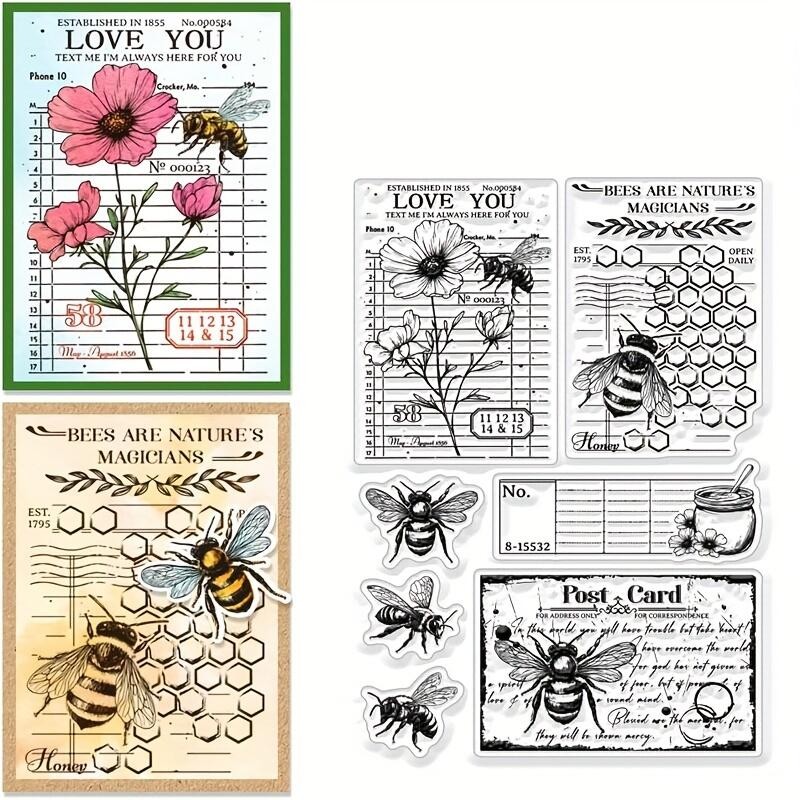 

Bee flowersClear Stamp Seal For DIY Scrapbooking Photo Album Decorative a5050