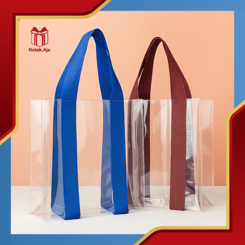Tote Bag Transparan / Tas Mika Korea Tebal Tali Webbing / Tas Mika Transparan / Tota Bag Hampers Mik