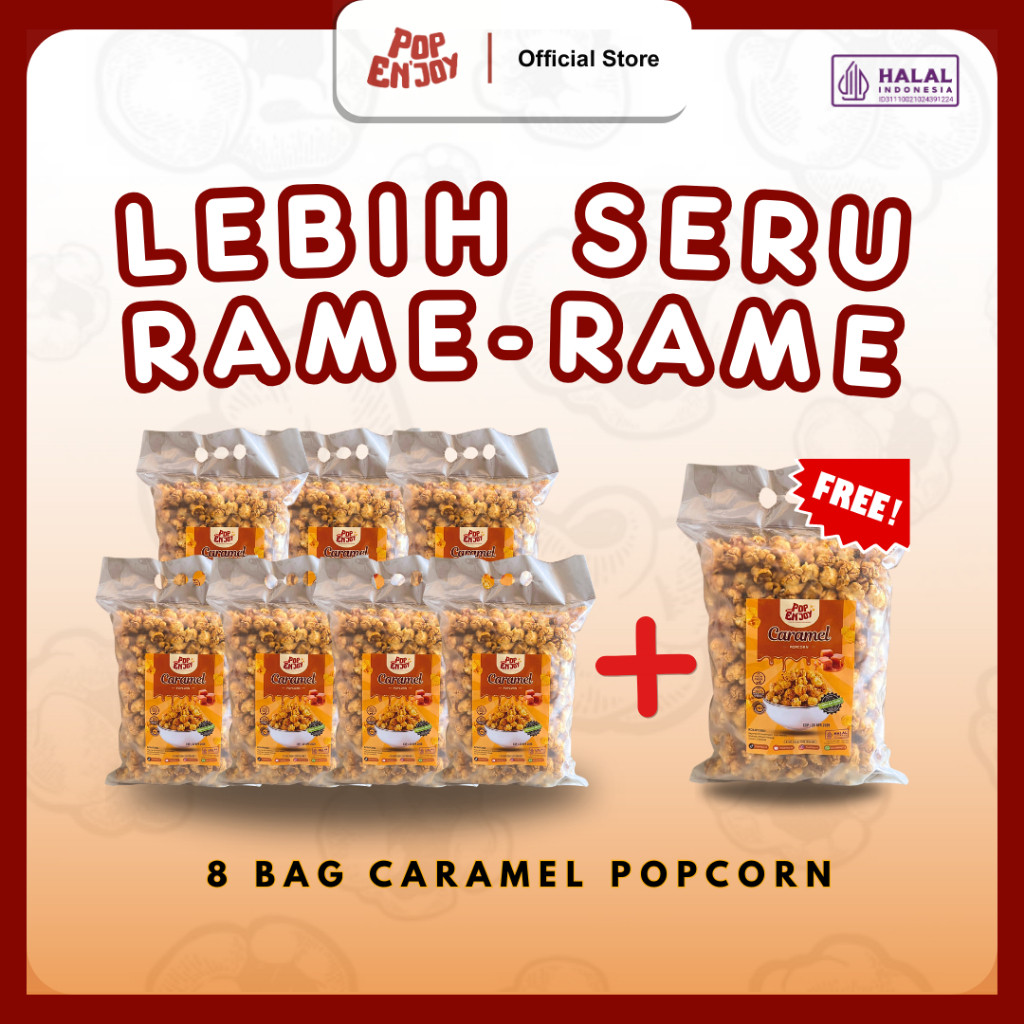 

BITEFUL [7 + 1] POPCORN CARAMEL 500gr - PopENjoy / Manis Crispy Camilan Popkron Snack Jagung
