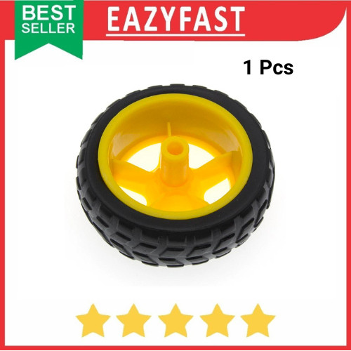 Roda Ban Robot Mobil Motor Dinamo DC Gearbox Yellow Kuning Mini Wheel