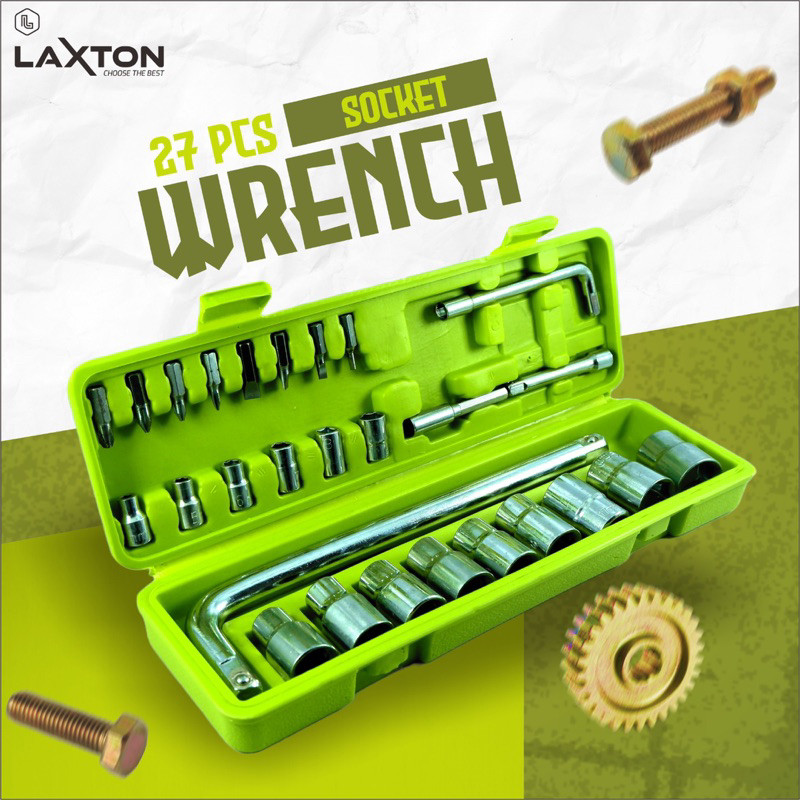 GERUSANBUPLAS LAXTON kunci sok shock set motor socket 27 pcs L03-027 MURAH LARIS