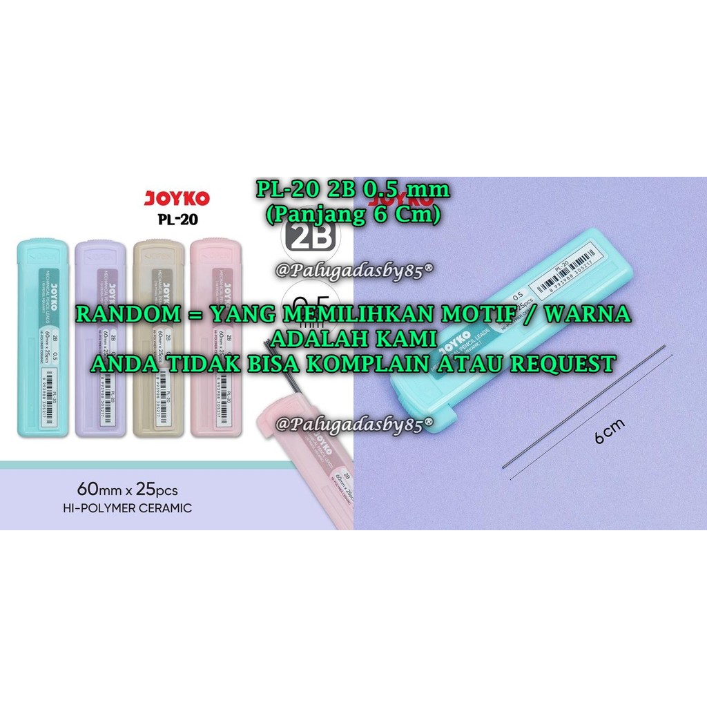 

(1 Tube) GROSIR Pencil Lead / Isi Pensil Mekanik JOYKO PL-20 2B 0.5 mm Hi-Polymer Ceramic (1 Tube)