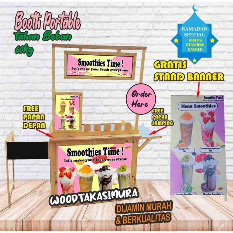 booth portable / meja lipat/ event desk - gerobak lipat / gerobak murah