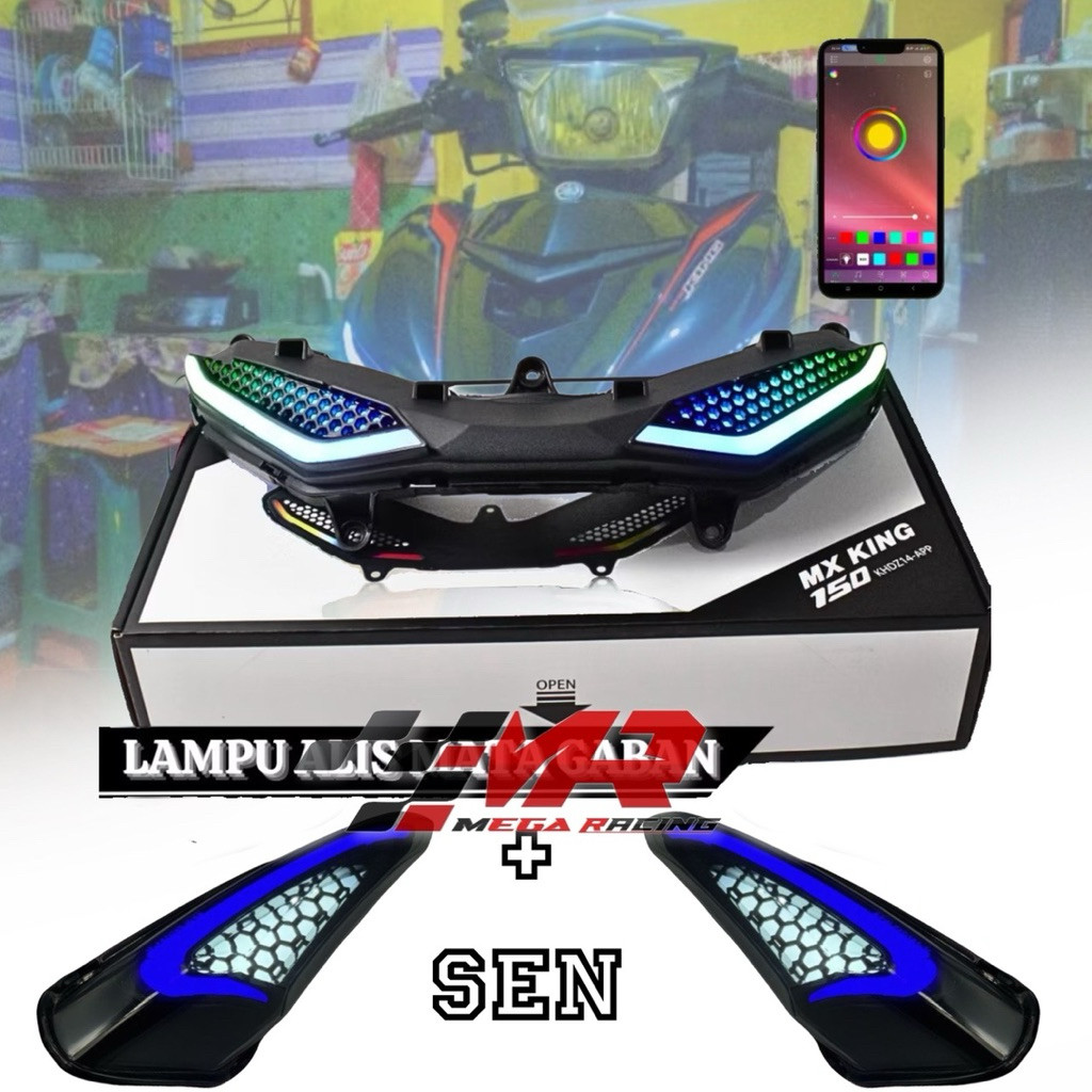 Cover List Model Mata Gaban RGB Multicolor + Sen Lampu Audi DRL Depan  Lampu Senja Led + Alis Motor 