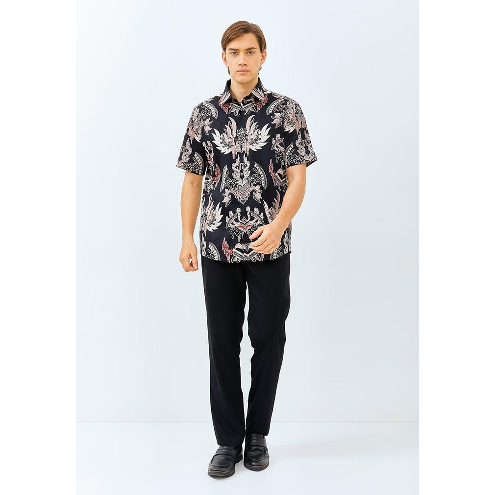 Alisan Kemeja Lengan Pendek Batik Kombinasi 00386 BTKKB00386MERAHSS - Merah, S