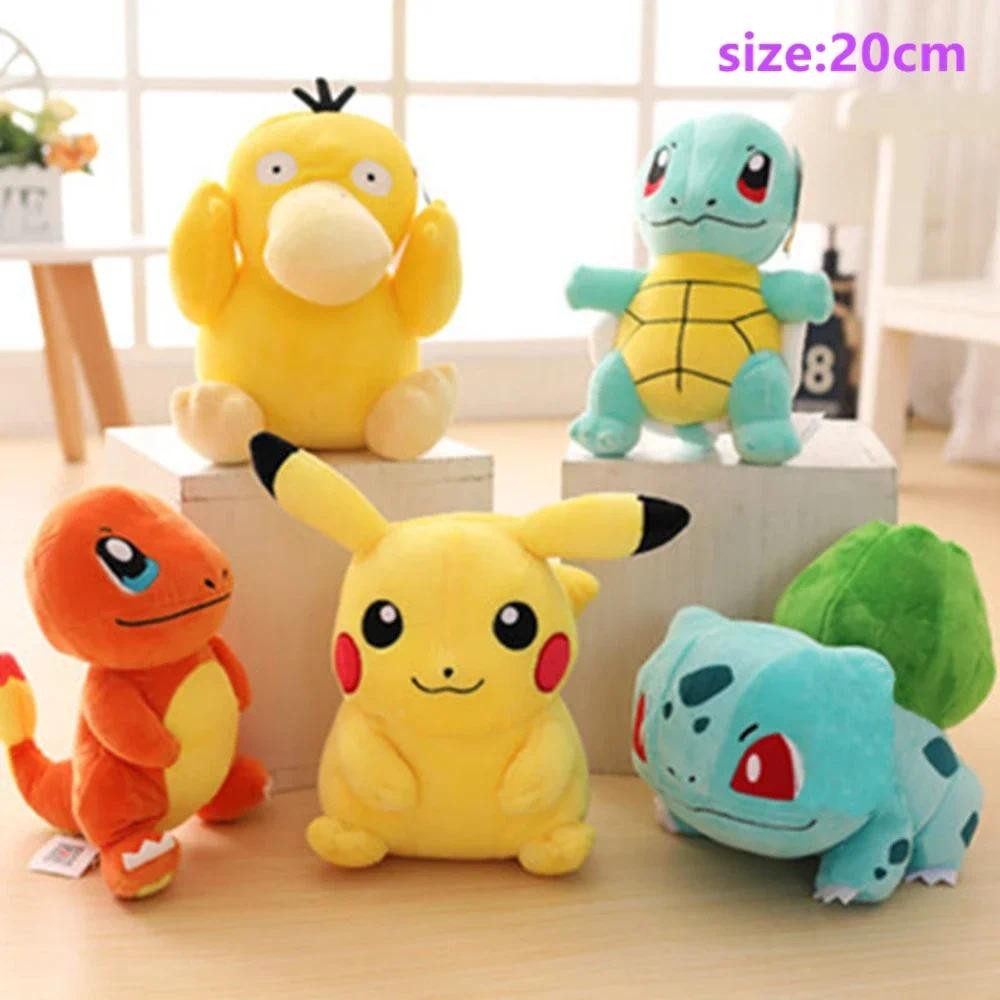 20cm Pokemon Plush Charmander Squirtle Pikachu Plush Bulbasaur Anime Stuffed Animal Toy Peluche Poke