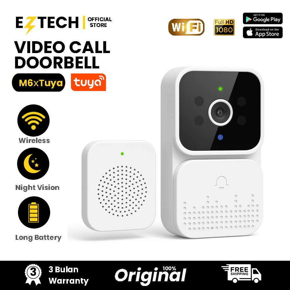 Bel Rumah Wireless Tuya DoorBell Kontrol Ponsel Bel pintu visual WIFI TUYA Smart Doorbell Camera [TU