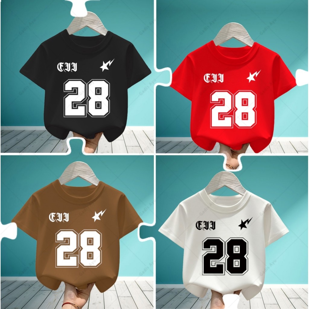Siap Kirim & COD✅(dikirim dalam 24 jam)Gadis Ayu Kaos Distro Oversize Angka 28 Anak Usia 1-12 Tahun 