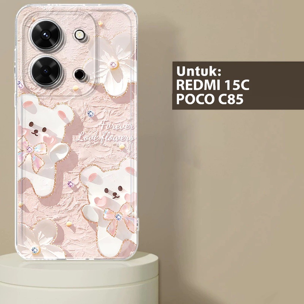 CASING SOFTCASE BENING PREMIUM GLOSSY CLEARCASE COMPATIBLE  FOR REDMI 15C DAN POCO C85 4G / 5G MOTIF