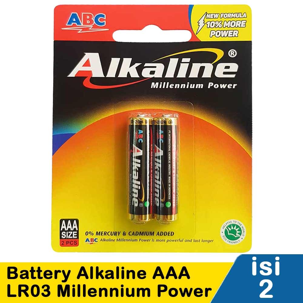 ABC BATTERY ALKALINE AAA/LR03/2'S MILLENNIUM PWR