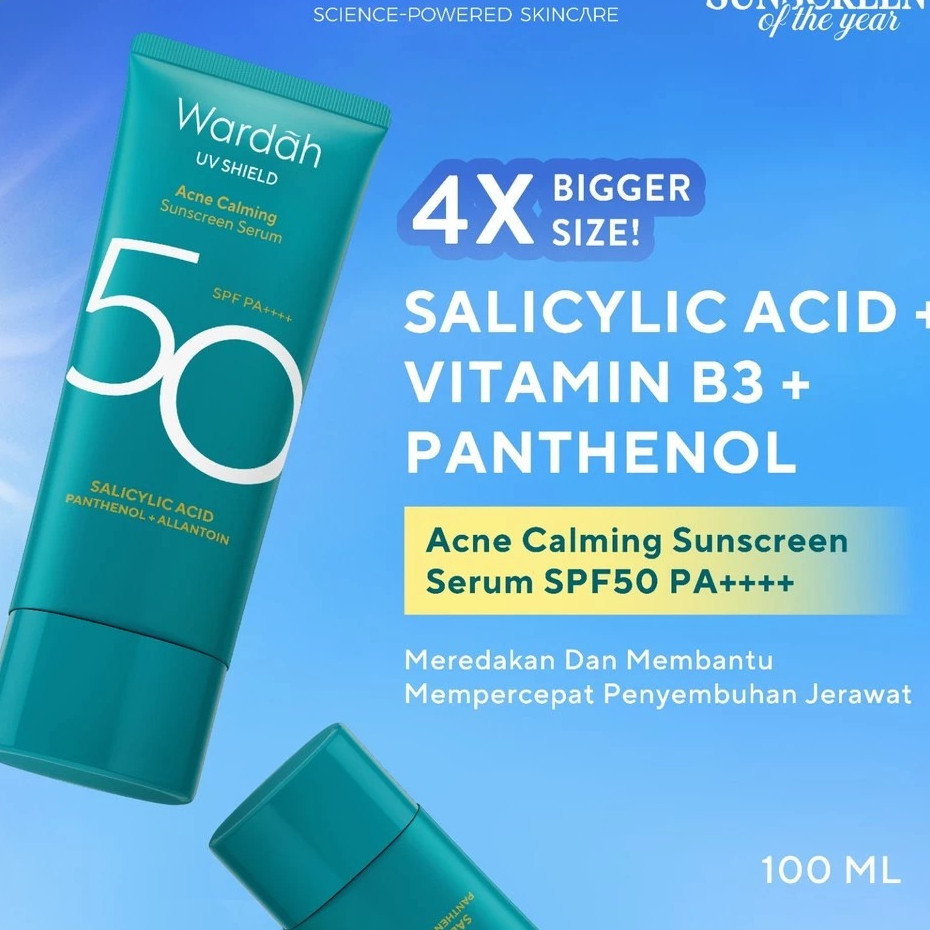 [BESAR] WARDAH UV SHIELD ACNE CALMING SUNSCREEN SERUM SPF 50 PA 100ML SUN SCREEN SUN BLOCK TABIR SUR