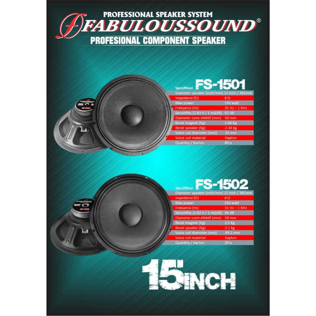 q3r8 store Speaker 15" 150W FS 1501/1502 250W FABULOUS SOUND/Speaker Komponen Speaker Woofer 15 inch