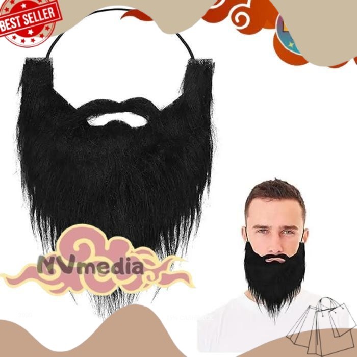 TREND TERKINI Ready Stock Jenggot Palsu /Jenggot Imitasi Palsu Hitam Untuk Kostum Cosplay Halloween 