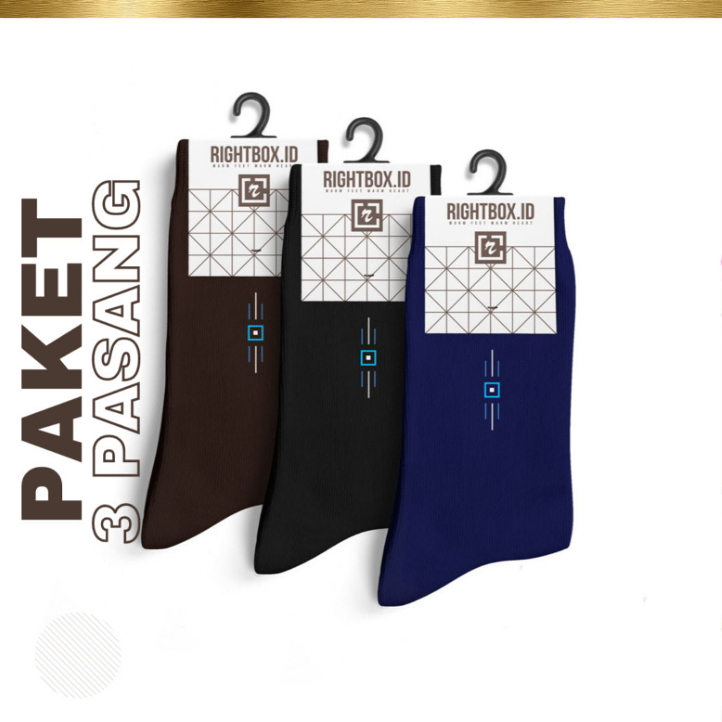 [  GONDORUCI  ]  Rightbox, Paket 3 Pasang Kaos Kaki Kantor Rightbox, Motif Minimalis, Allsize Dewasa