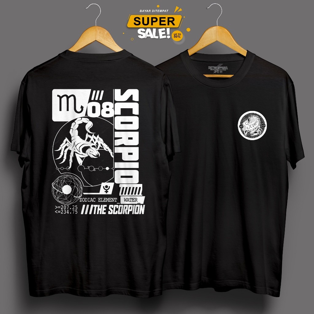 Tshirt Baju kaos ZODIAK SCORPIO kaos zodiak/kaos Scorpio/kaos distro murah/kaos unisex pria-wanita