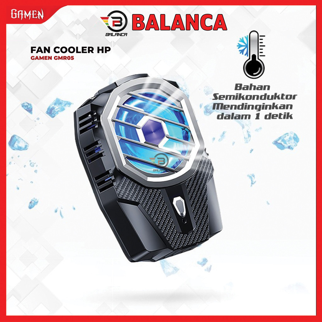 GAMEN Fan Cooler Hp Tanpa Kabel Wireless Type-C Rechargeable GMR05 RGB Pendingin Hp Heatsink Kipas