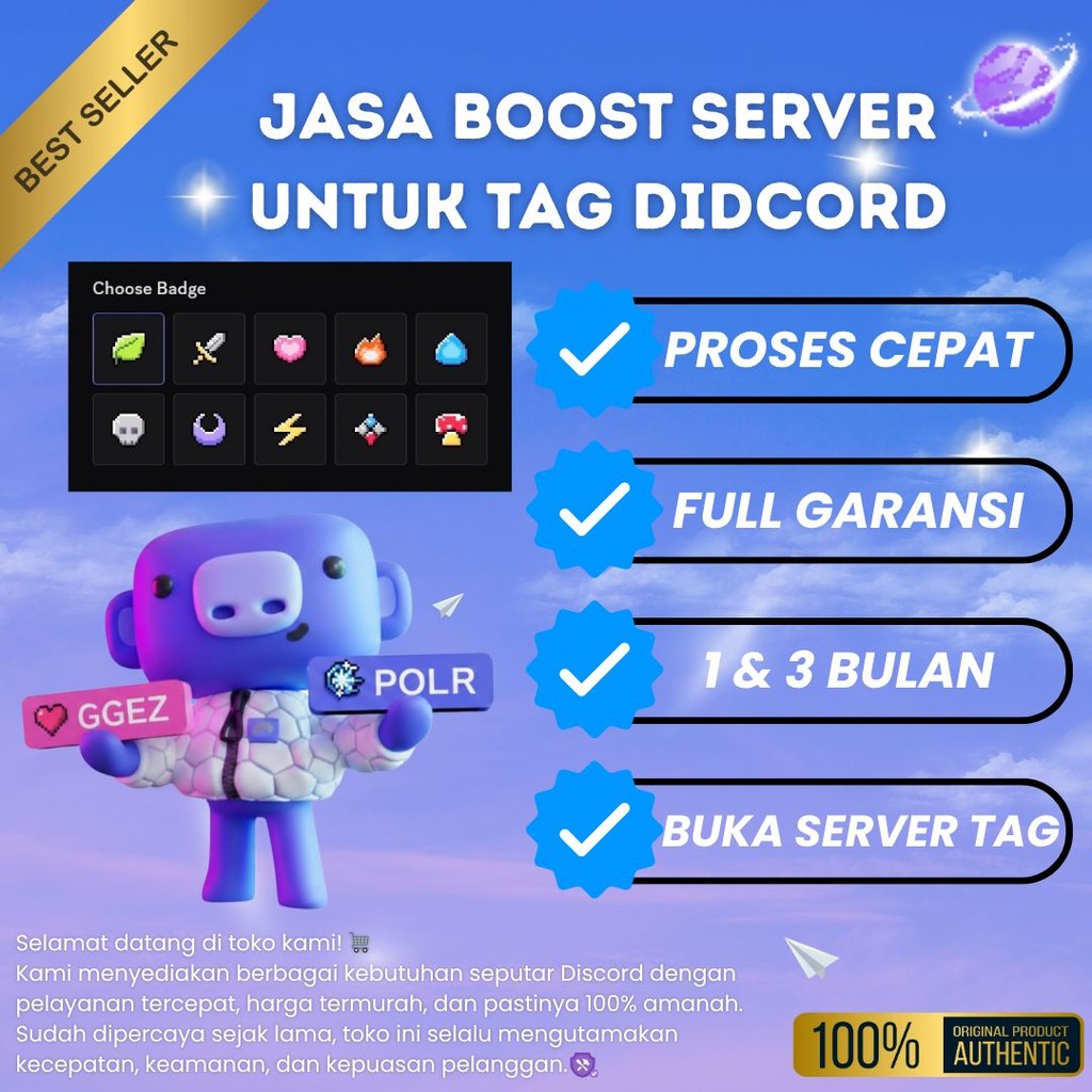 BOOST SERVER DISCORD MEMBUKA FITUR TAG SERVER & WARNA ROLE | PROSES CEPAT TANPA HAMBATAN |