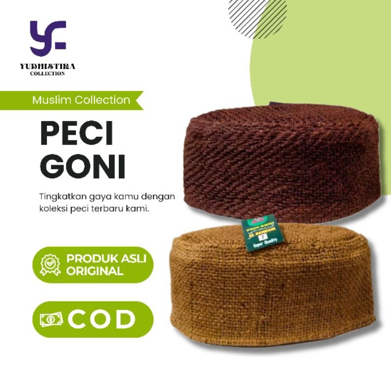 PECI SONGKOK KOPIAH GONI KLASIK / PECI GONI / SONGKOK GONI / KUPYA GONI / PECI UNIK BAHAN GONI