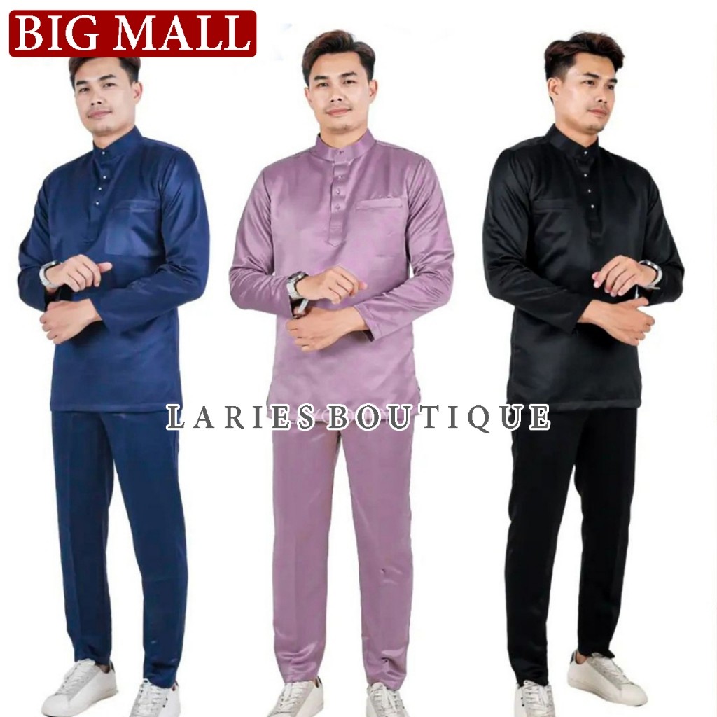FERTUSHOP  LARIES` Setelan Baju Kurung Melayu Pria Modern Terbaru Koko Lebaran Lelaki Dewasa Kurung 