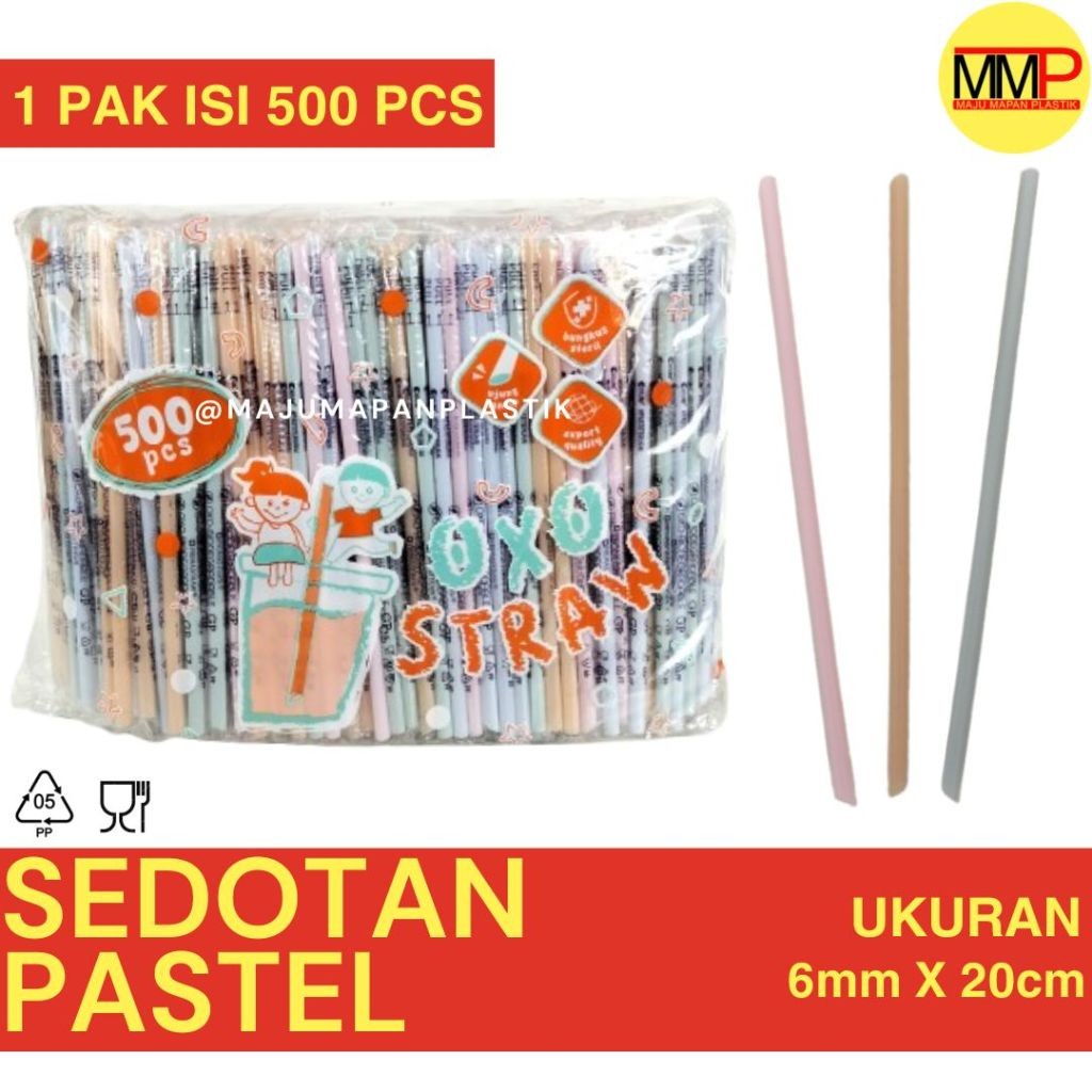 Sedotan Sachet Lancip Steril / Uk: 6mm - 8mm - 12mm / Warna Bening - Hitam - Hijau - Warna Pastel