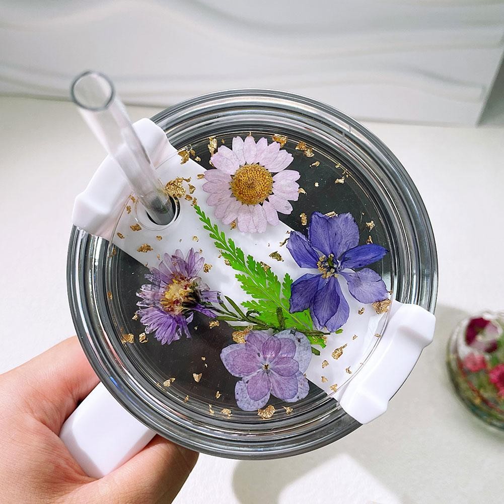 Exquisite Dried Flower Lid For Stanley 40oz Water Cup Y Handmade Flowers Decoration For Stanley Lid 