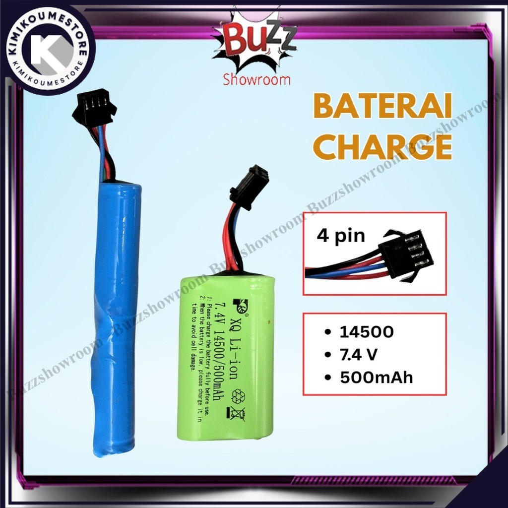 READY STOK Baterai Charge Li-ion 14500 7.4 V 500mAH Batre RC Mobil Remote Mainan Remot WGB