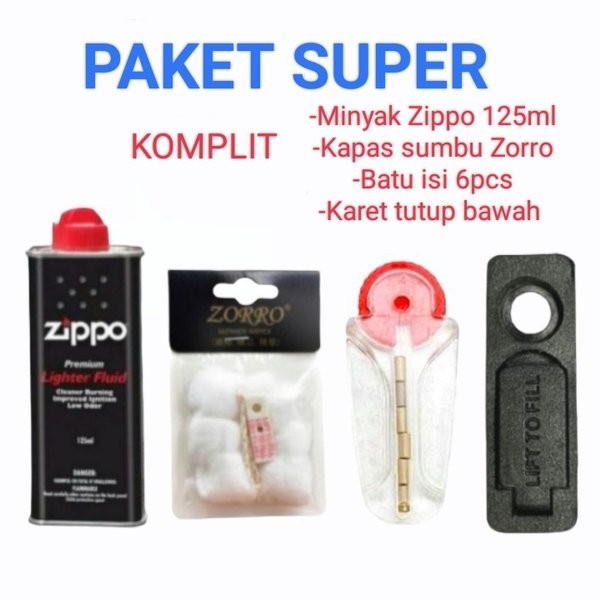 CODPAKET HEMAT BATU ZIPPO + MINYAK ZIPPO ORIGINAL 125ML MINYAK UNTUK KOREK API ZIPPO