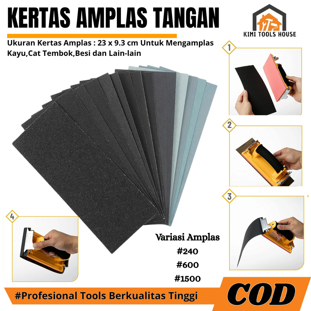 Amplas Lembaran Kertas Pasir Ampelas No 240-600-1500 / Amplas Lembaran Amplas Halus Kasar