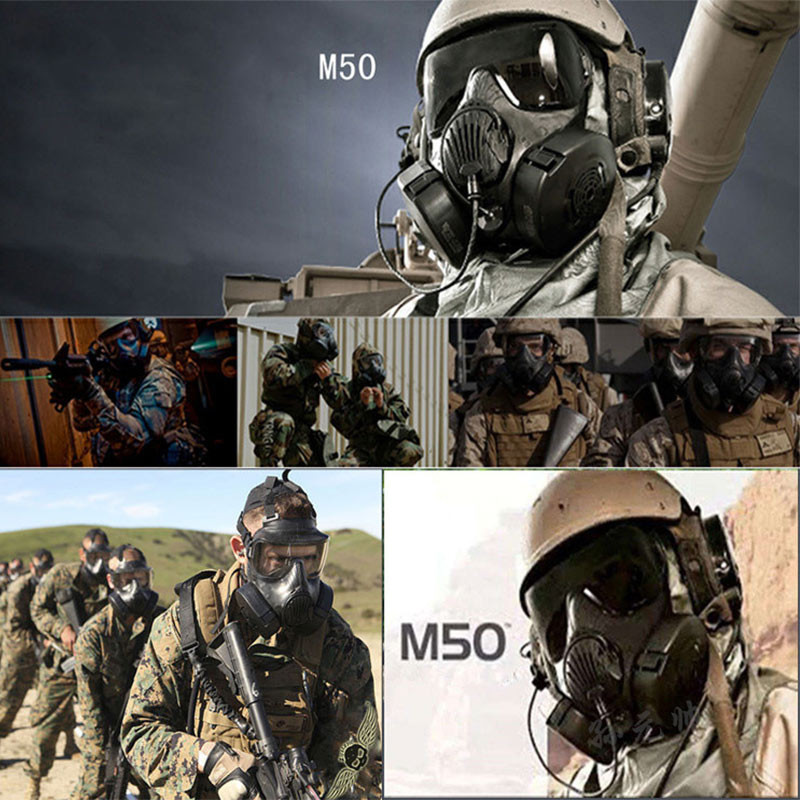 Protective M50 Tactical Respirator Dust Mask Full Face Gas Mask For Airsoft Shooting Hunting Ring CS