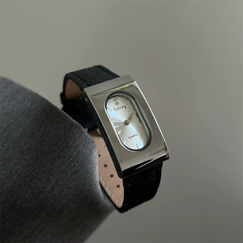 Leeone Jam Tangan Wanita Leather Belt Retro Square Casual Gogoey KY-GY2 High-End Light Luxury Mewah 