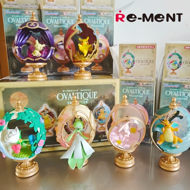 Re-Ment Pokemon Figures Ovaltique Collection Pikachu Gardevoir Dragonite Roserade Mimikyu Mew Pvc Mo